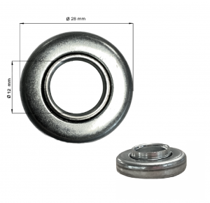 Stalen lager 28mm, asgat 12mm met verhoogde binnenring 3mm